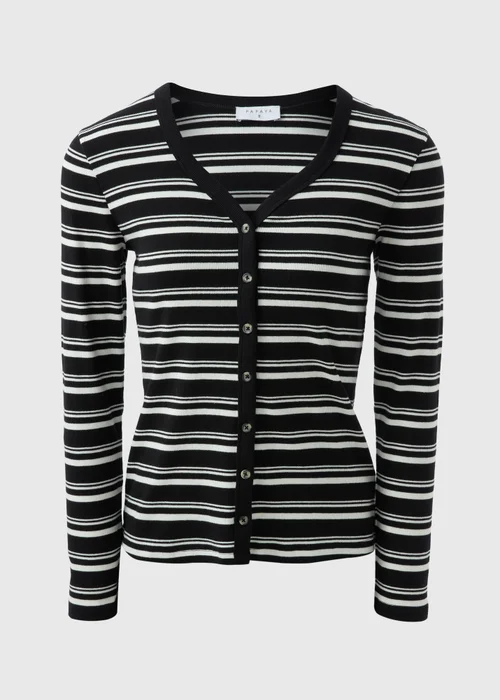 Black Long Sleeve Stripe Cardigan - 8 Image 4