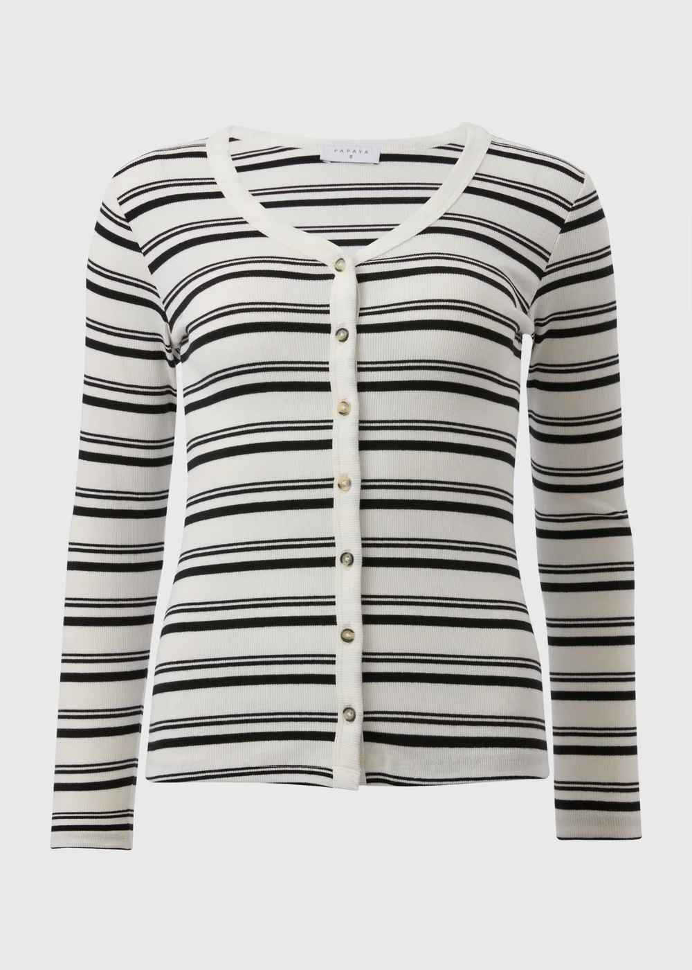 Cream Stripe Button Cardigan - 8 Image 4