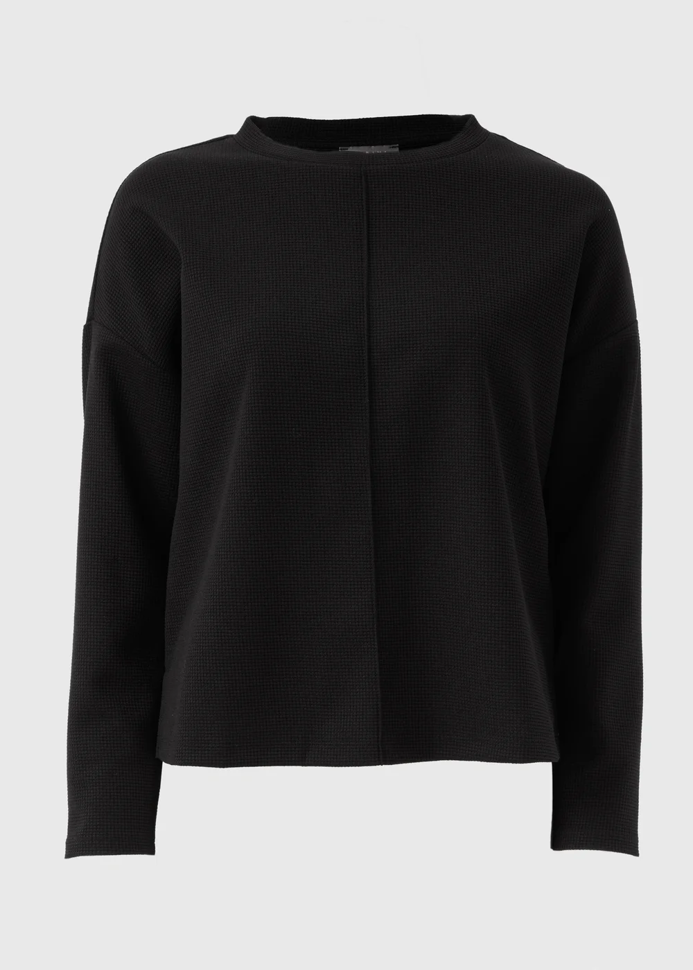 Black Waffle Long Sleeve Top - S Image 4