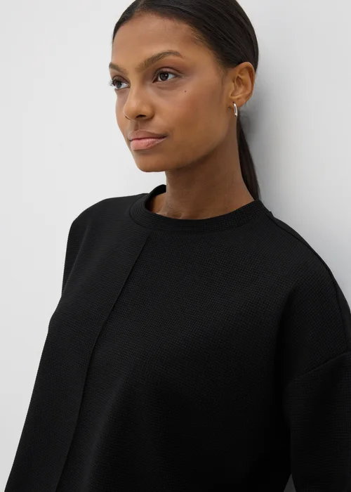Black Waffle Long Sleeve Top - S Image 3