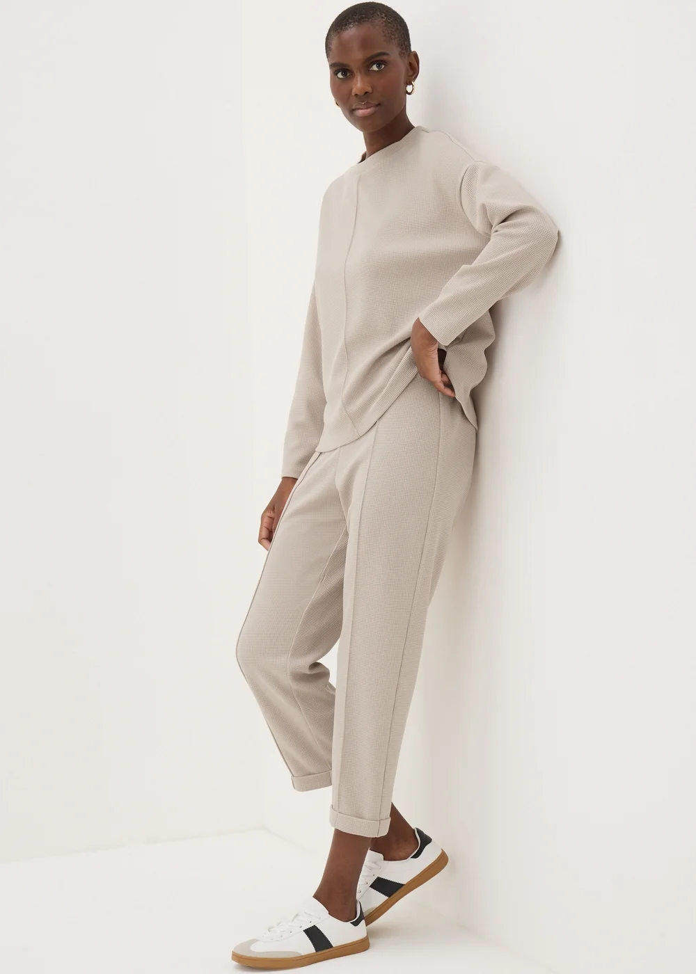 Cream Waffle Long Sleeve Top - S Image 2