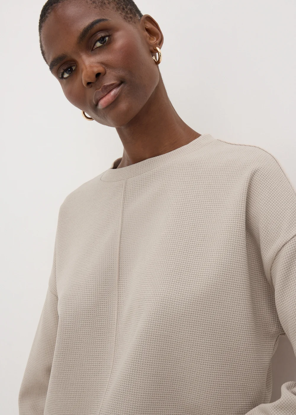 Cream Waffle Long Sleeve Top - S Image 3
