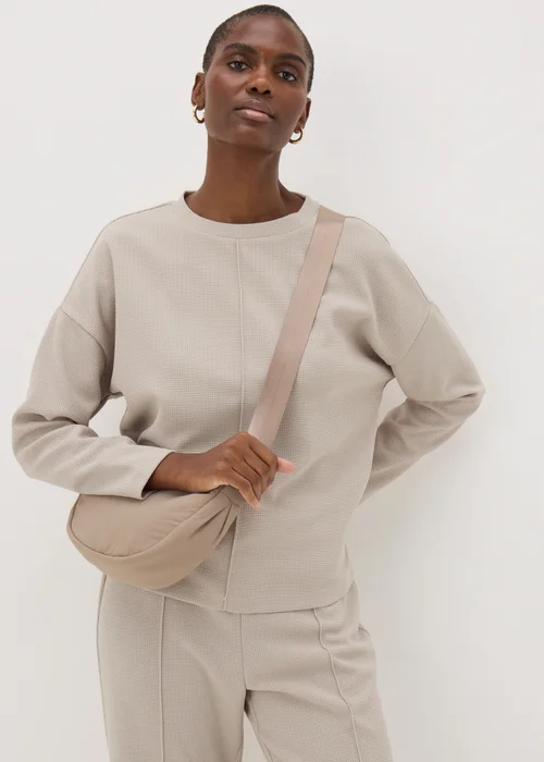 Cream Waffle Long Sleeve Top - S Image 1