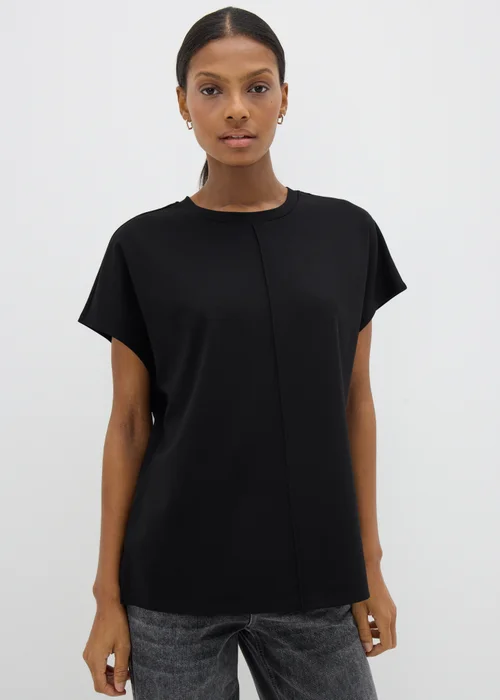 Black Short Sleeve Ponte Top - S Image 3