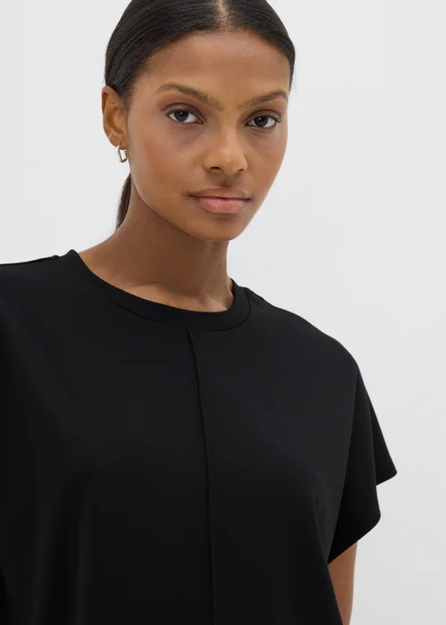 Black Short Sleeve Ponte Top - S Image 2