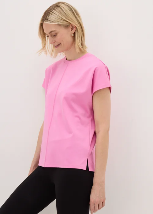 Pink Short Sleeve Ponte Top - S Image 2