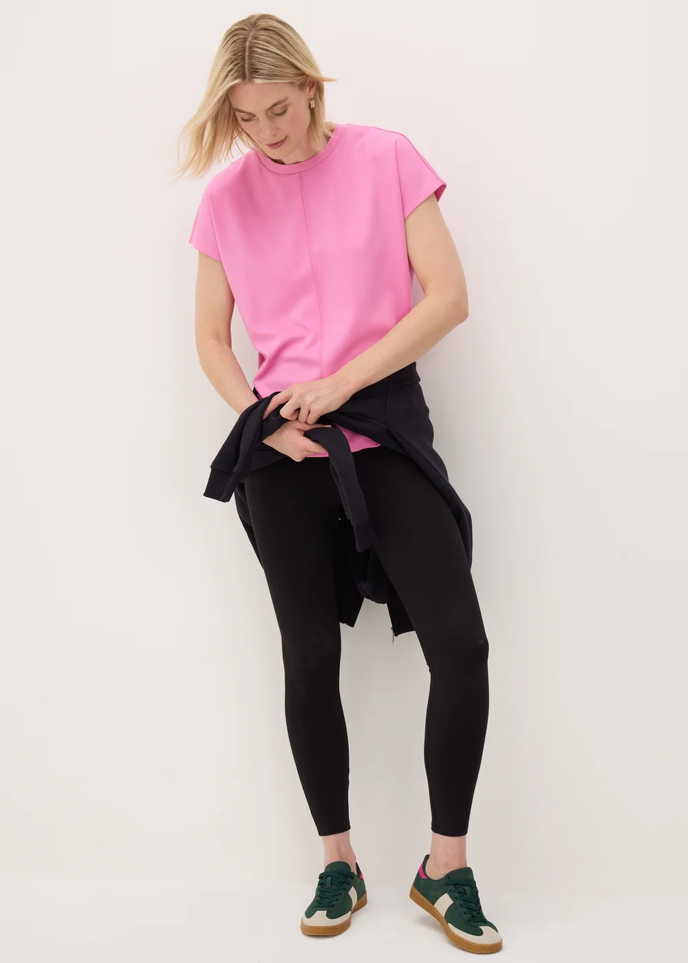 Pink Short Sleeve Ponte Top - S Image 1