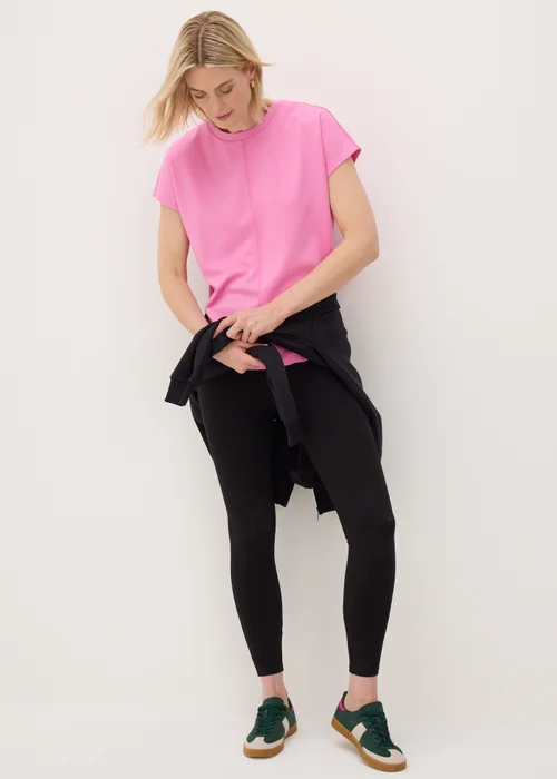 Pink Short Sleeve Ponte Top - S Image 1