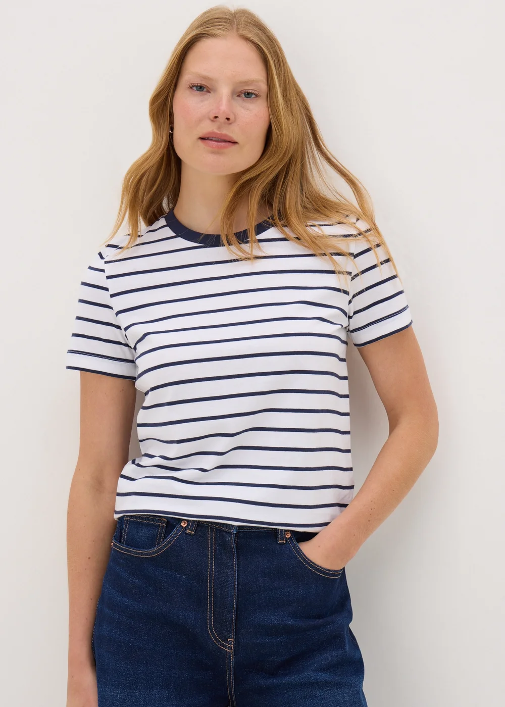 Navy Stripe Crew Neck T-Shirt - 8 Image 1