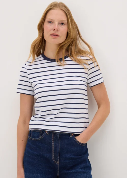 Navy Stripe Crew Neck T-Shirt - 8 Image 1