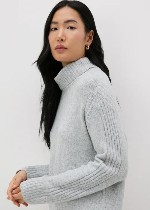 Et Vous Grey Roll Neck Knit Midi Dress - S Image 3