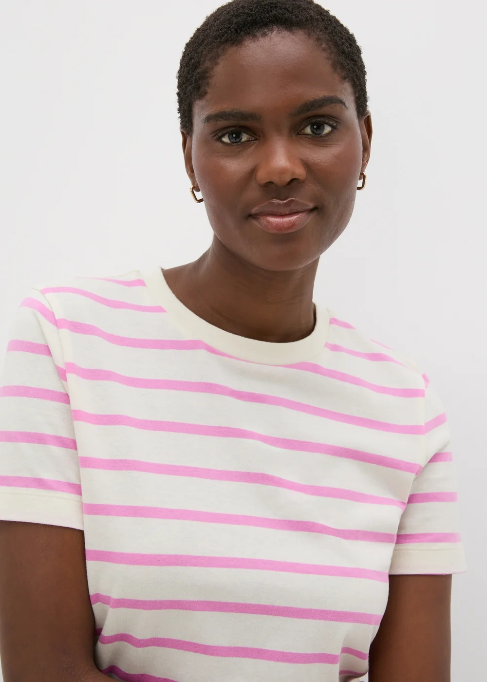 Pink Stripe Crew Neck T-Shirt - 8 Image 2