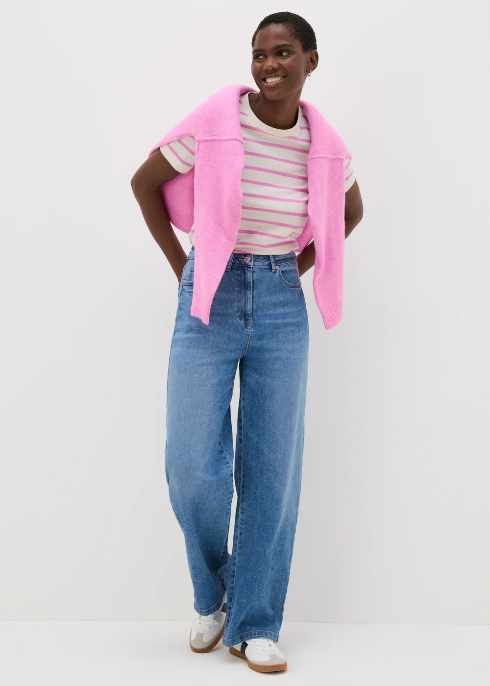 Pink Stripe Crew Neck T-Shirt - 8 Image 3