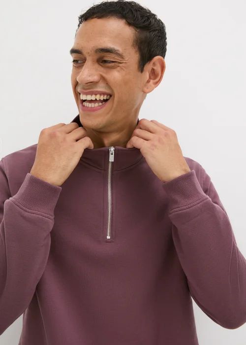 Burgundy Funnel Zip Sweatshirt - S Image 2