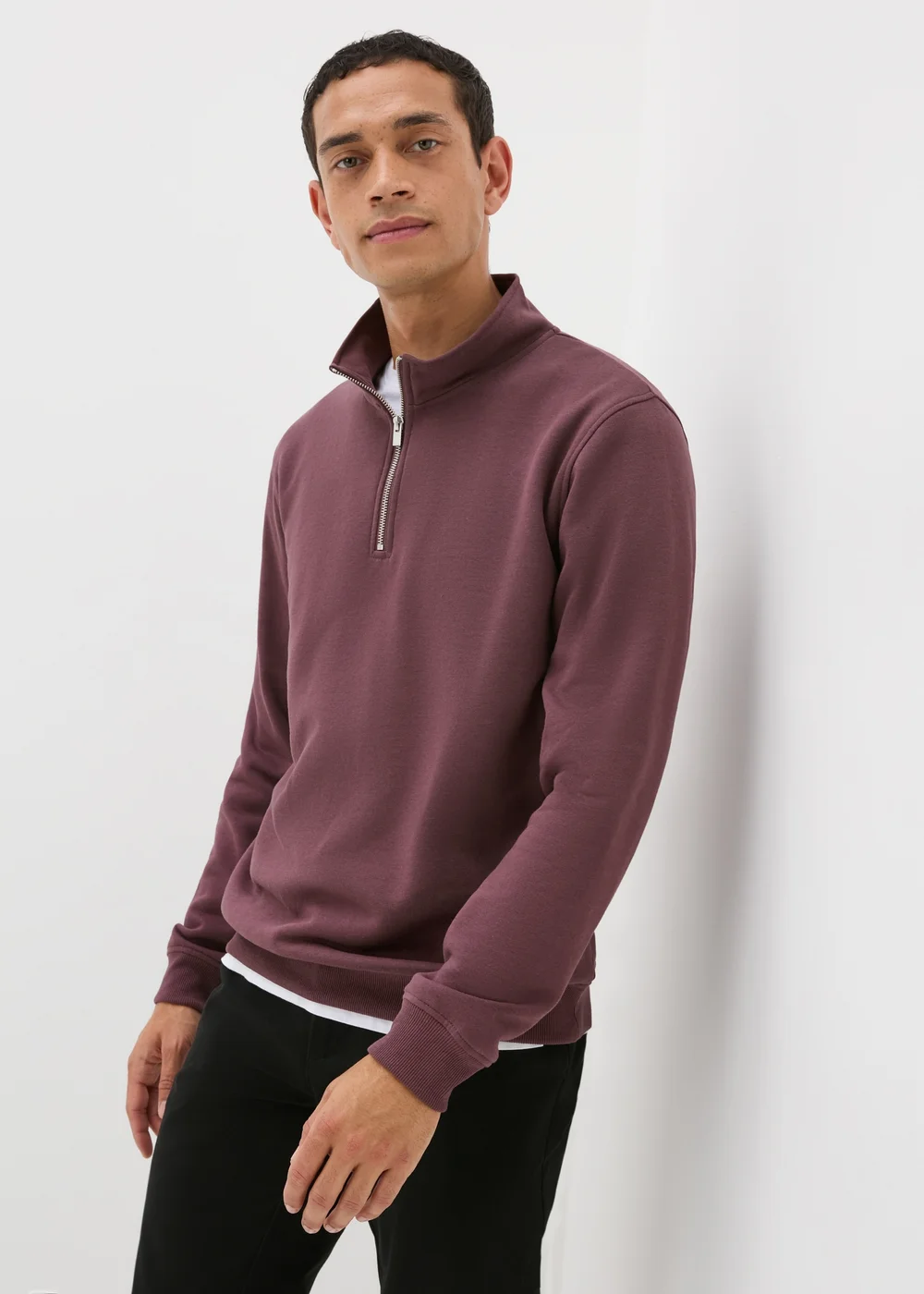 Burgundy Funnel Zip Sweatshirt - S Image 1