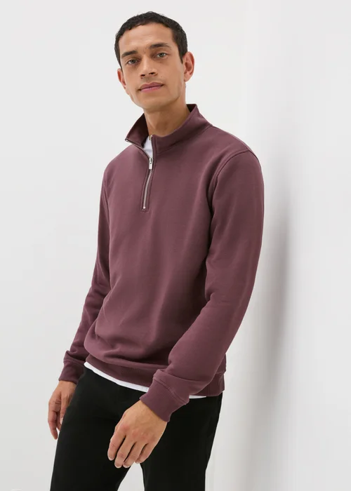 Burgundy Funnel Zip Sweatshirt - S Image 1