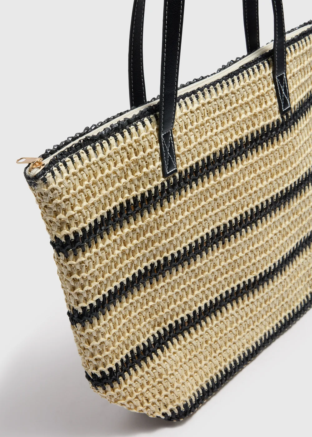Natural Stripe Straw Beach Bag - One Size Image 4