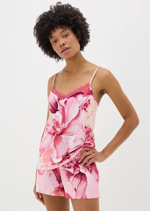 Pink Floral Soft Touch Pyjama Shorts - Extra small Image 1