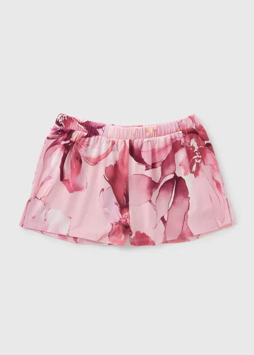 Pink Floral Soft Touch Pyjama Shorts - Extra small Image 3