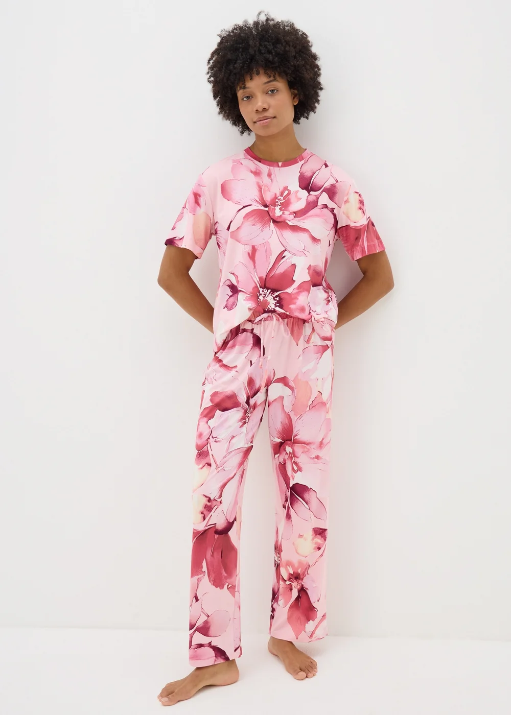 Pink Floral Soft Touch Pyjama Bottoms - Extra small Image 1