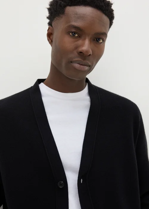 Black Button V-Neck Cardigan - S Image 2