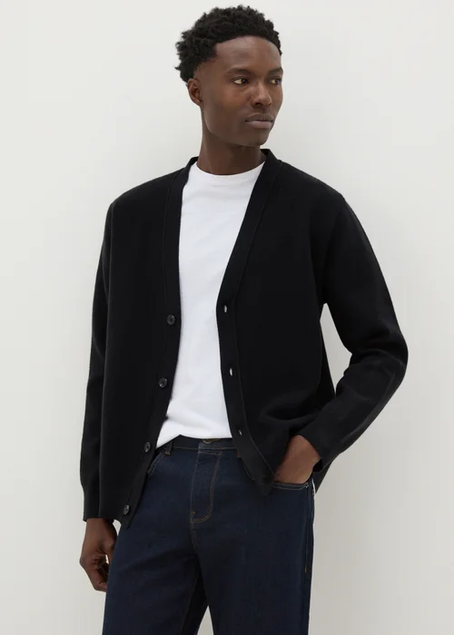 Black Button V-Neck Cardigan - S Image 1