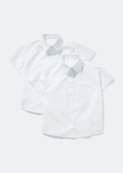 2 Pack Girls White Plus Fit School Blouses (6-16yrs) - 10 Yrs Image 1