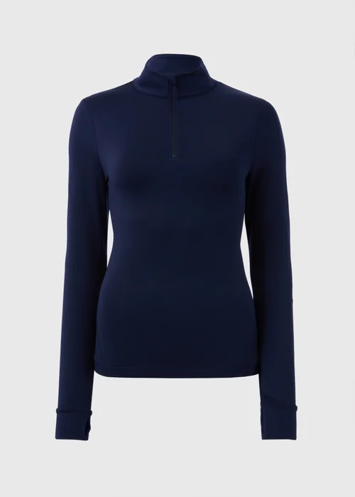 Souluxe Navy Brushed Half Zip Long Sleeved Top - S Image 4