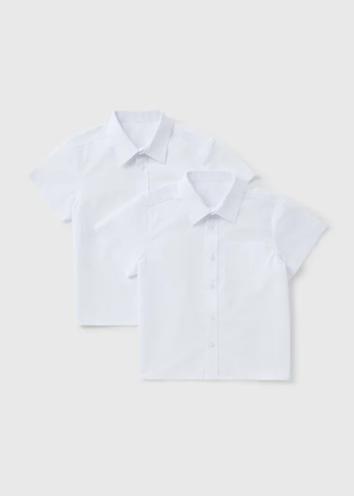Boys 2 Pack White Plus Fit Short Sleeve School Shirts (6-16yrs) - 10 Yrs Image 1
