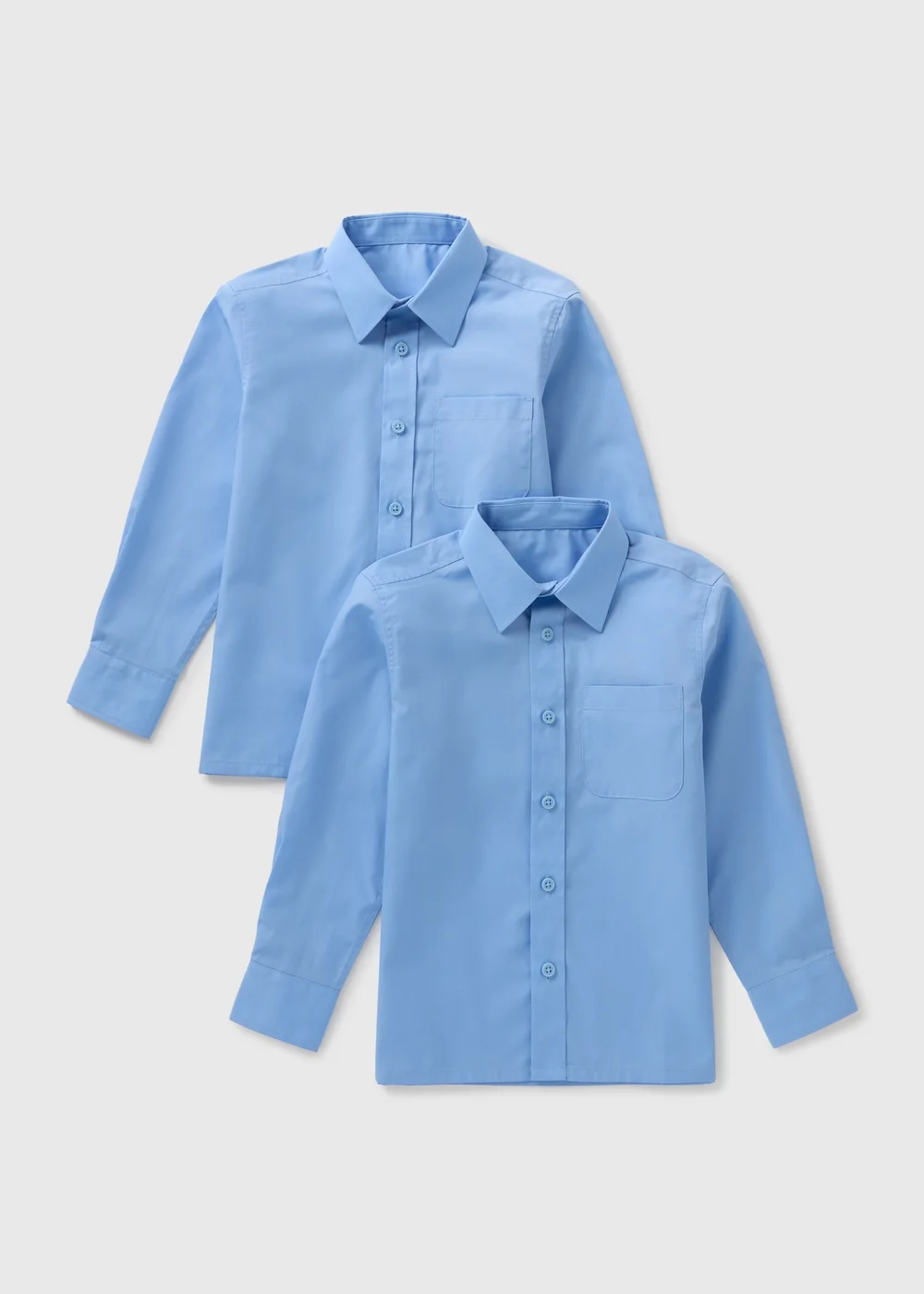2 Pack Boys Blue Long Sleeve School Shirts (4-16yrs) - 8 Yrs Image 1