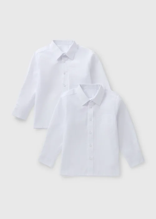 Boys 2 Pack White Plus Fit Long Sleeve School Shirts (6-16yrs) - 6 Yrs Image 1