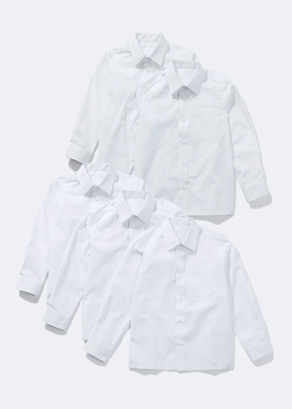 5 Pack Boys White Long Sleeved Shirts (4-16yrs) - 4 Yrs Image 1