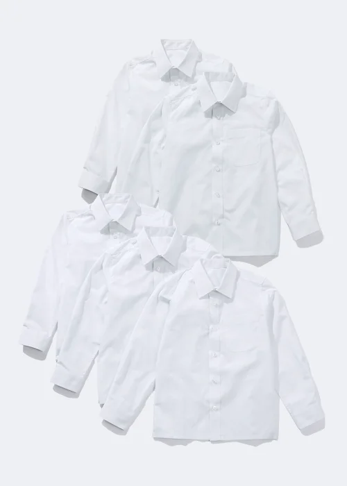 5 Pack Boys White Long Sleeved Shirts (4-16yrs) - 4 Yrs Image 1