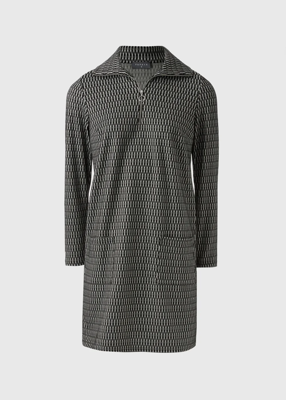 Black Jacquard Half Zip Mini Dress - 8 Image 4