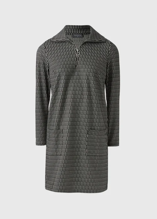 Black Jacquard Half Zip Mini Dress - 8 Image 4