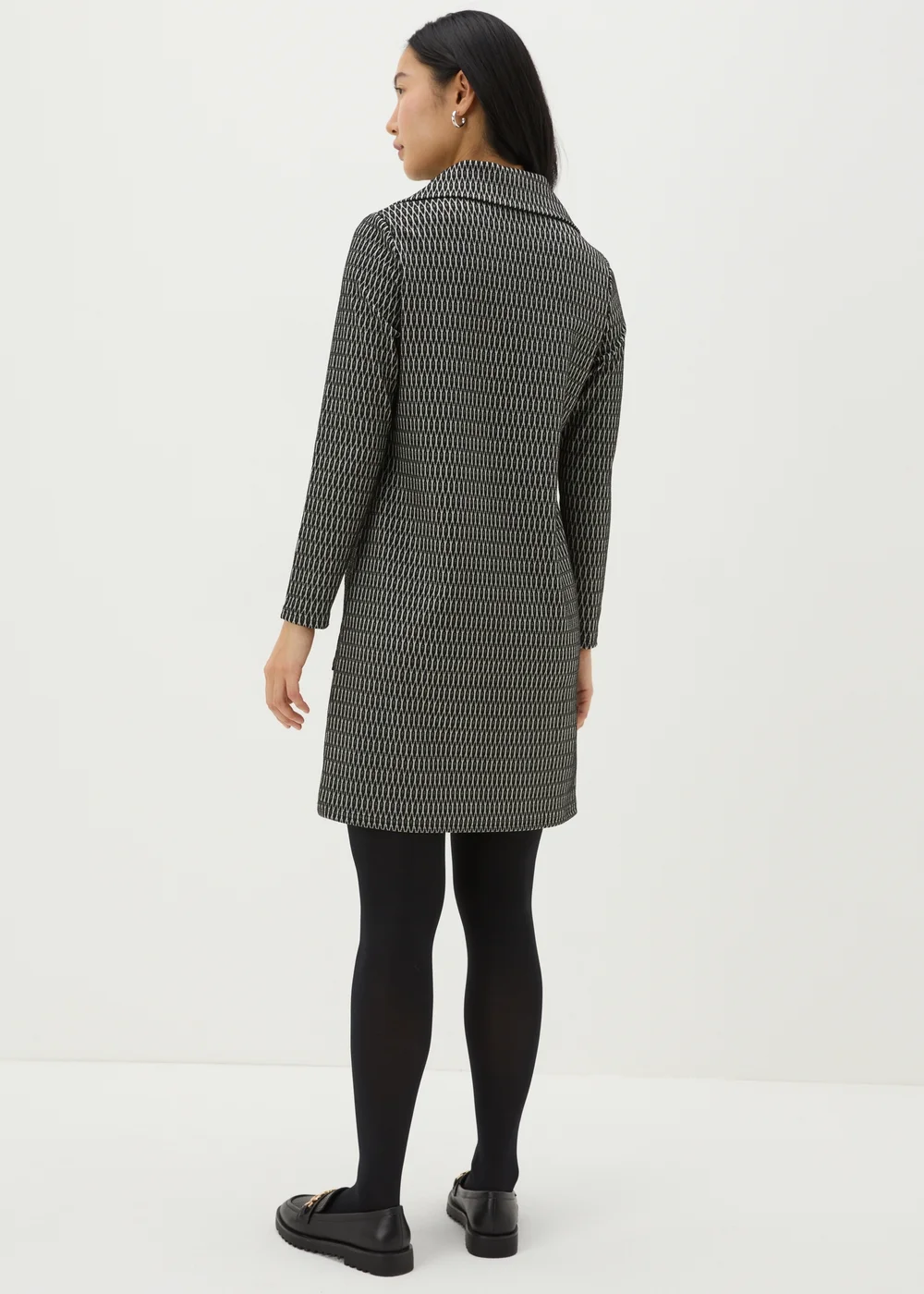 Black Jacquard Half Zip Mini Dress - 8 Image 3