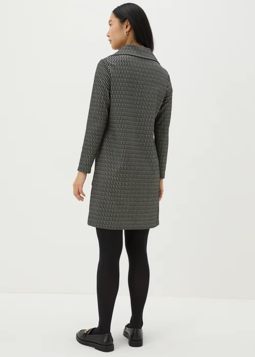 Black Jacquard Half Zip Mini Dress - 8 Image 3