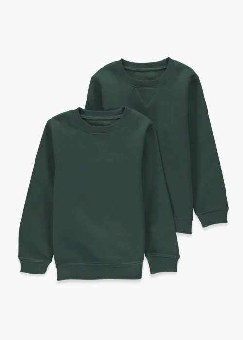 Kids 2 Pack Green Crew Neck School Sweatshirts (3-13yrs) - 4 Yrs Image 1
