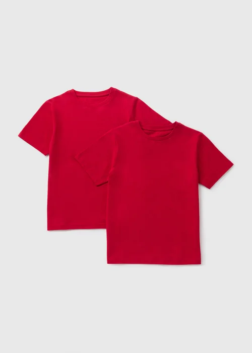 2 Pack Kids Red Crew Neck T-Shirts (3-16yrs) - 4 Yrs Image 1