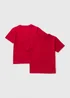 2 Pack Kids Red Crew Neck T-Shirts (3-16yrs) - 4 Yrs Image 1