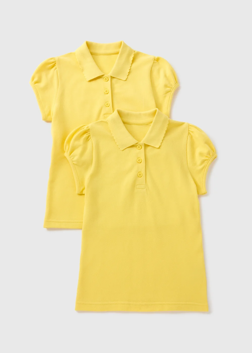 Girls 2 Pack Yellow Scallop Collar School Polo Shirts (3-13yrs) - 4 Yrs Image 1