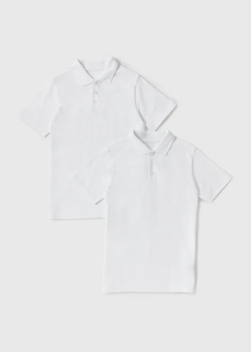 2 Pack White Slim Fit Polo Shirts (3-16yrs) - 3 Yrs Image 1