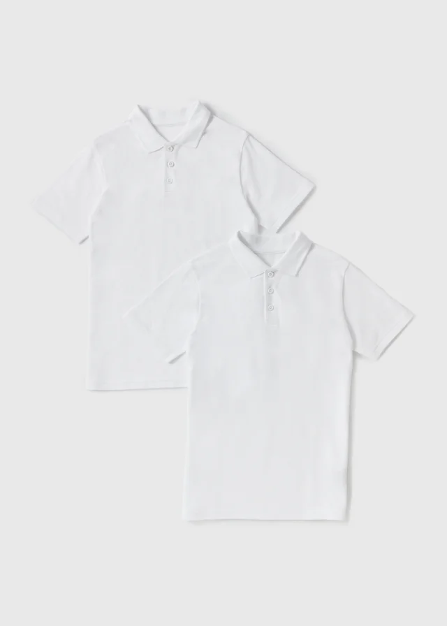 2 Pack White Slim Fit Polo Shirts (3-16yrs)