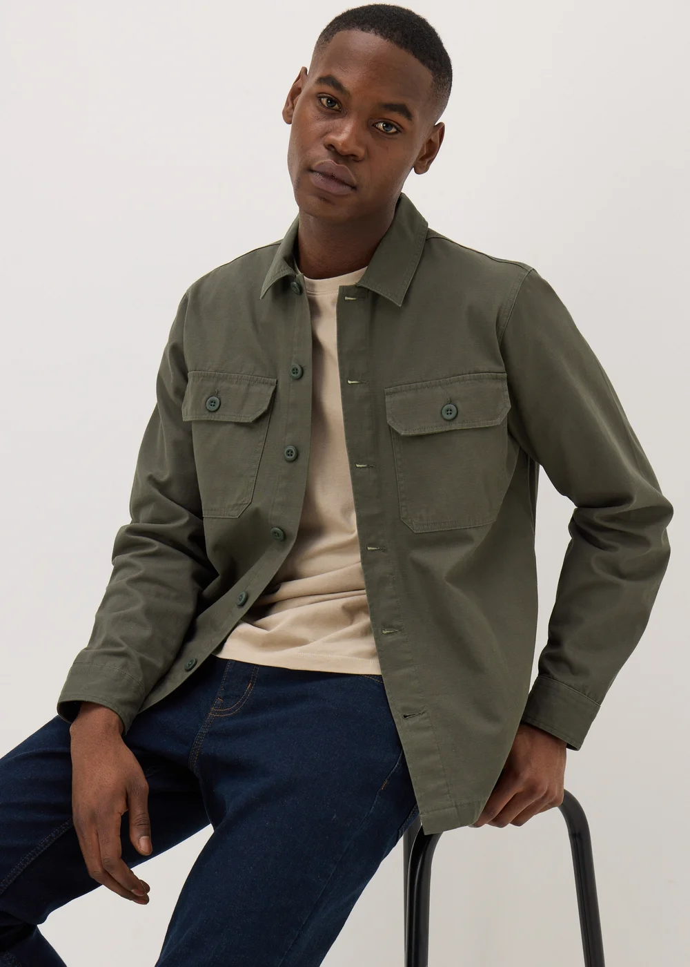 Green Slub Shacket - Small Image 3