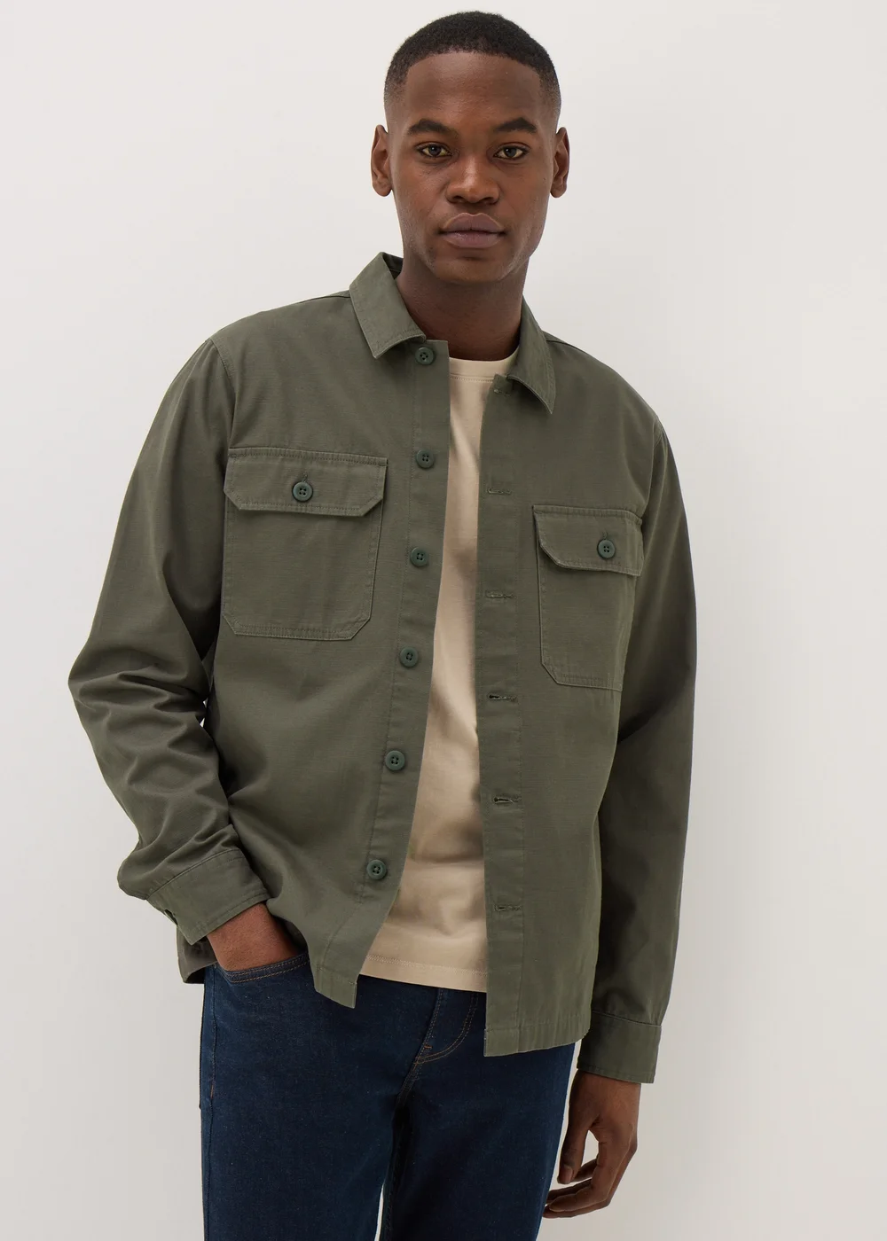 Green Slub Shacket - Small Image 1