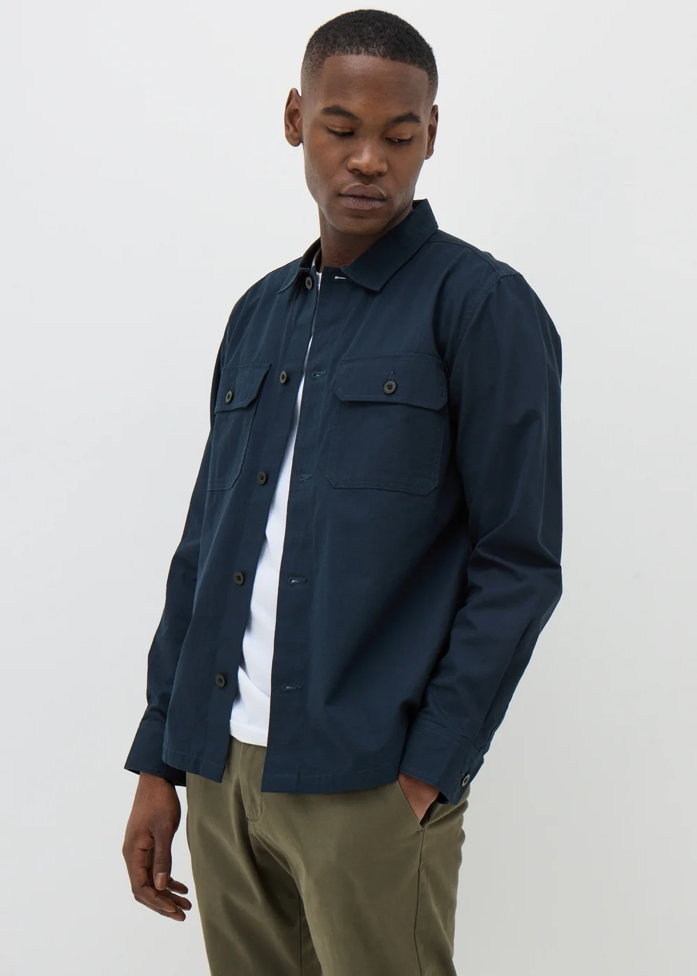 Navy Button Up Shacket - S Image 1
