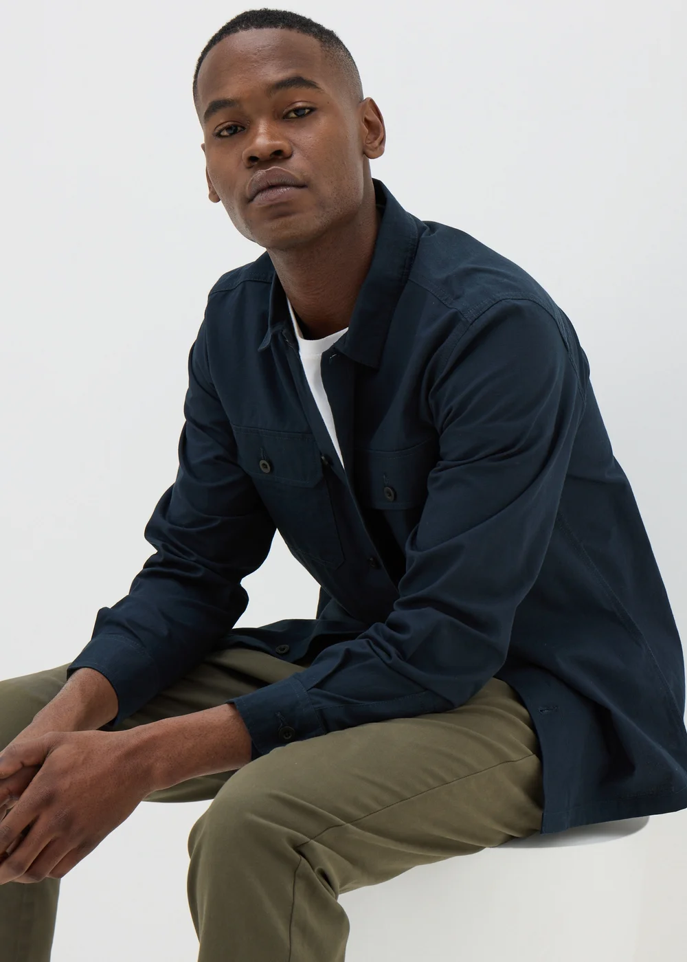 Navy Button Up Shacket - S Image 2