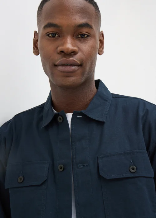 Navy Button Up Shacket - S Image 3