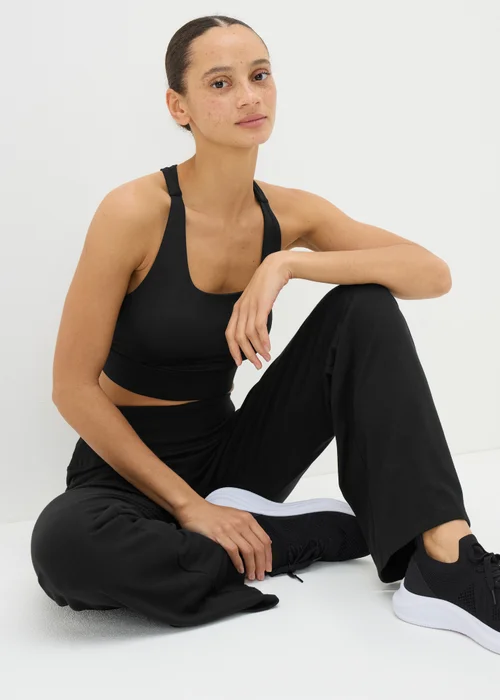 Souluxe Black Bootleg Jogging Bottoms - S Image 3