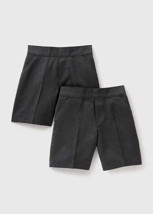 2 Pack Boys Grey Easy Dressing Pull On Shorts (4-13yrs) - Age 3 Years Image 1